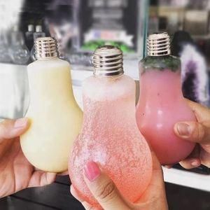 100ml 200ml 300ml 400ml 500ml Drinkware Glass Light Bulb Shaped Straw Cup Juice Water Beverage Bottle