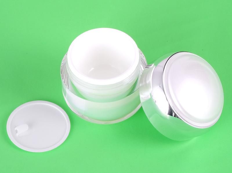 30g 50g Empty Plastic Round Cream Jar for Skin Care Product with Silver Metalized Lid