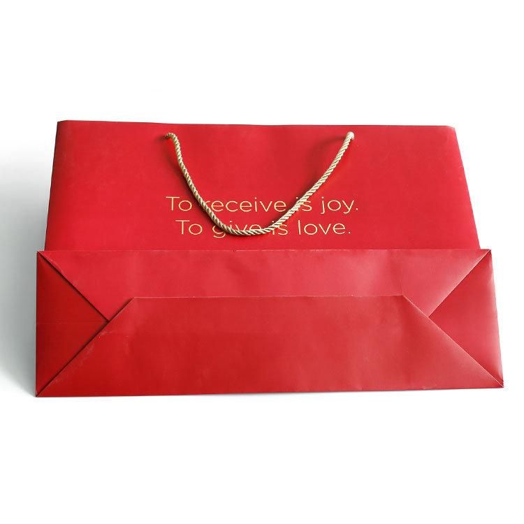Luxury Chinese Red Coated Custom Logo Printing Fancy Paper Bag