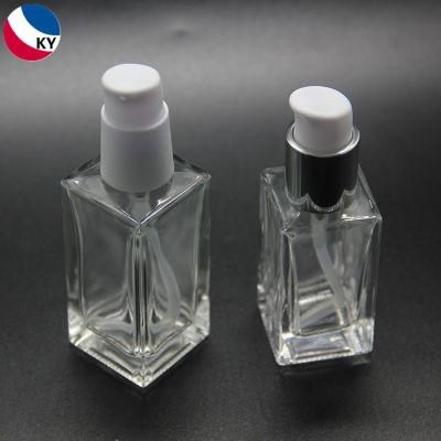 1oz Square Serum Glass Bottle with White Pump