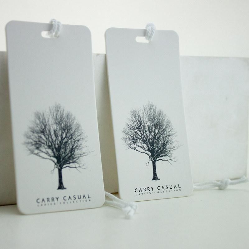 Pure White Custom Logo Round Corner String Paper Hang Tag