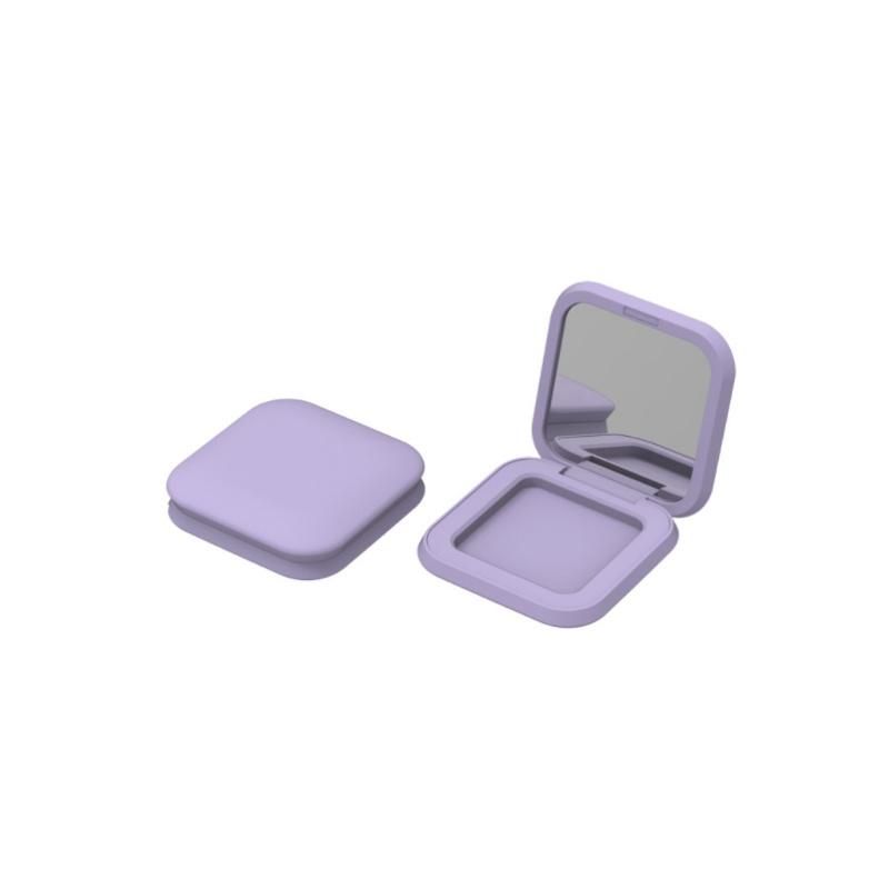 Single Empty Square Purple Eyeshadow Case with Mirror Customzed Square Compact Powder Case