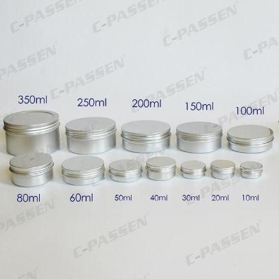 Silkscreen Printing Plain Silver Color Aluminum Jar Tin Packaging