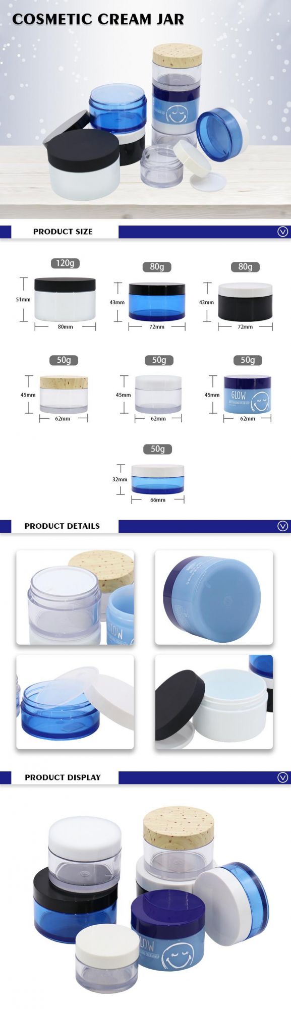 Supplier Empty 120g 80g 50g Pet Cream Jar for Cream Packaging Cosmetic