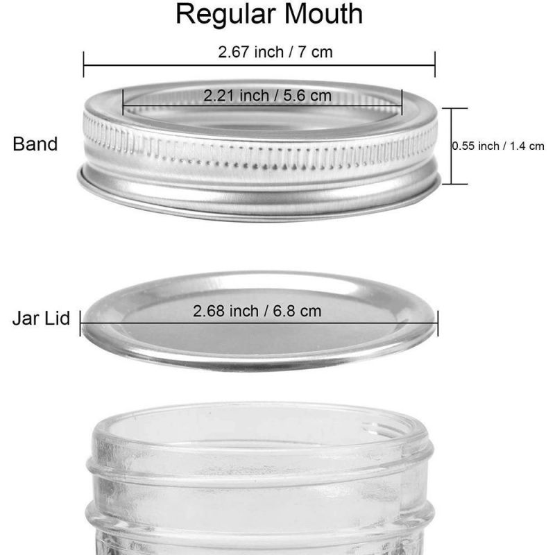 Custom Logo Regular Mouth 70mm Mason Jar Canning Lids, Reusable Leak Proof Split-Type Silver Lids with Silicone Seals Rings