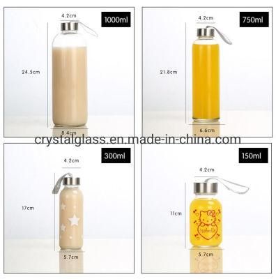 300ml 750ml 1L Glass Cold-Brewing Tea Bottle Water Drinks Packing Bottle OEM Printing 18oz