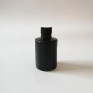 250ml HDPE Matt Black Flat Shoulder Plastic Bottle with Screw Cap