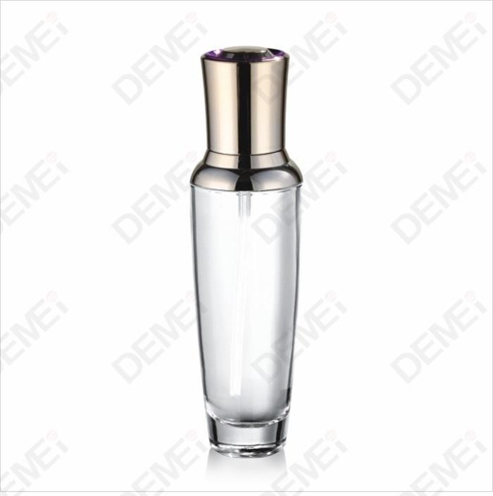 30/40/80/100/120ml 30/50g Cosmetic Skin Care Packaging Clear Conical Toner Lotion Glass Bottle and Cream Jar with Gold ABS Cap