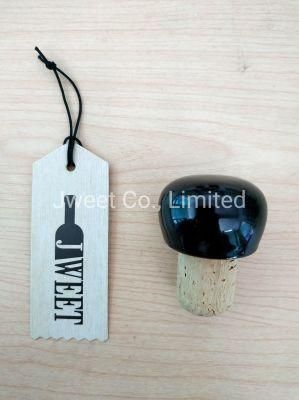 Liquor Bottle Round Black Blue Ceramic Cap Soft Wood Cork