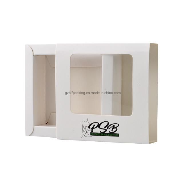 Custom Design White Card Soap Packaging Box Drawer Paper Box with PVC Window