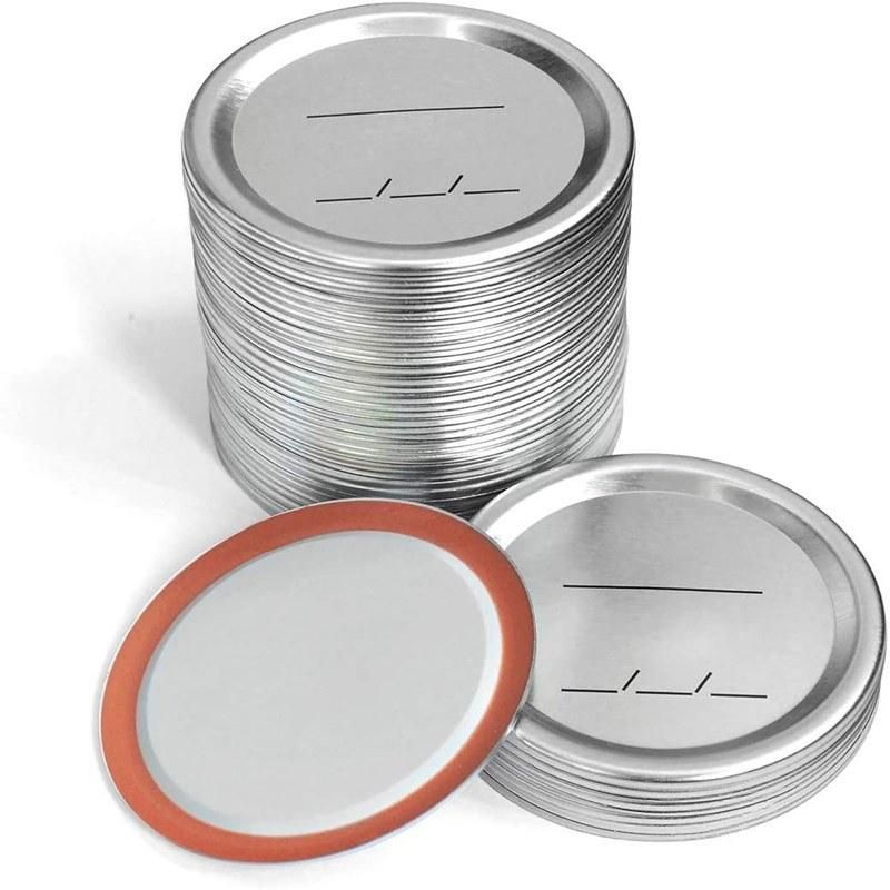 Custom Logo Regular Mouth 70mm Mason Jar Canning Lids, Reusable Leak Proof Split-Type Silver Lids with Silicone Seals Rings