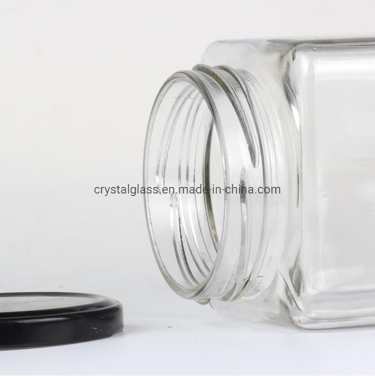 Square Shape Glass Honey Food Storage Jar with Tin Cover 100g