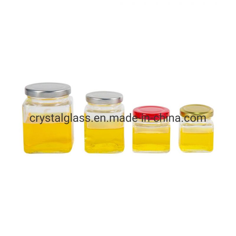 Food Grade Square Honey Glass Jars with Lug Lid 250g 500g