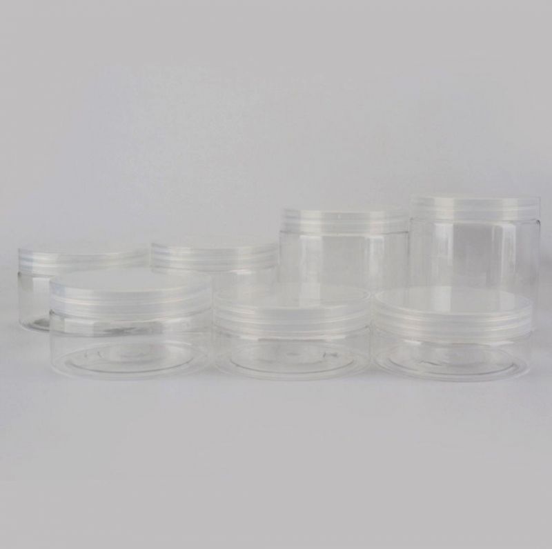 250g Transparent Pet Plastic Cream Jar with Aluminium Cap / Plastic Cap