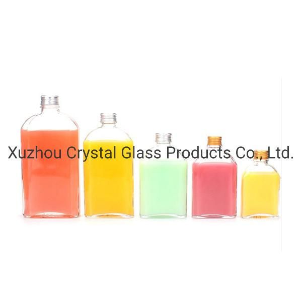 Large 500ml Flat Square Clear Cold Brew Liquor Beverage Juice Coffee Glass Flask Bottle