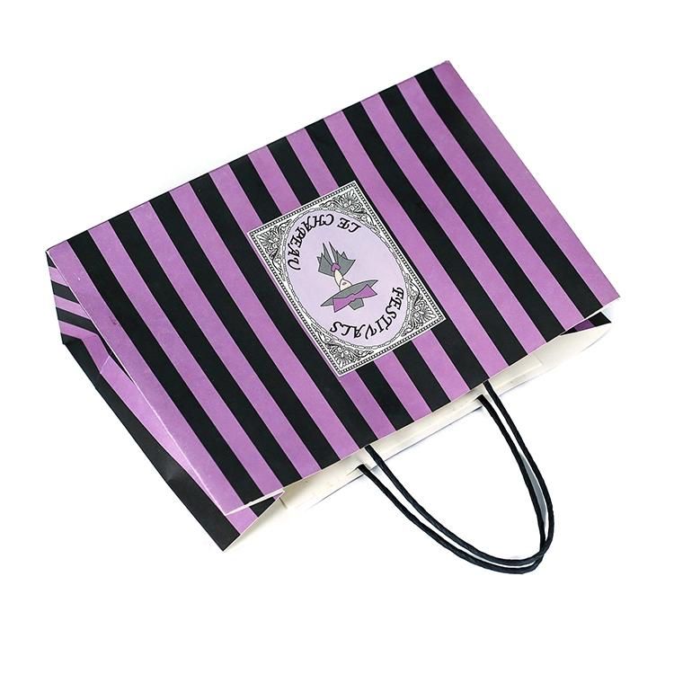 Handmade Custom Logo Printed Purple Streak Kraft Paper Bag