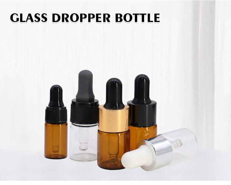 OEM Brown Transparent 2ml 3ml 5ml Glass Dropper Bottle