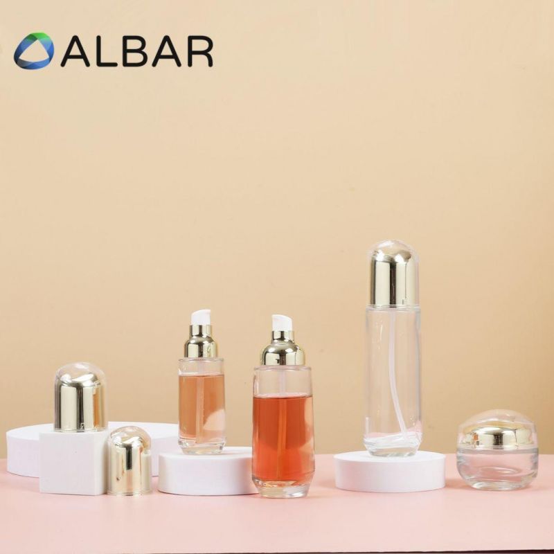 Round Thick Bottom Slim Round Cylinder Glass Bottles for Face and Body Care