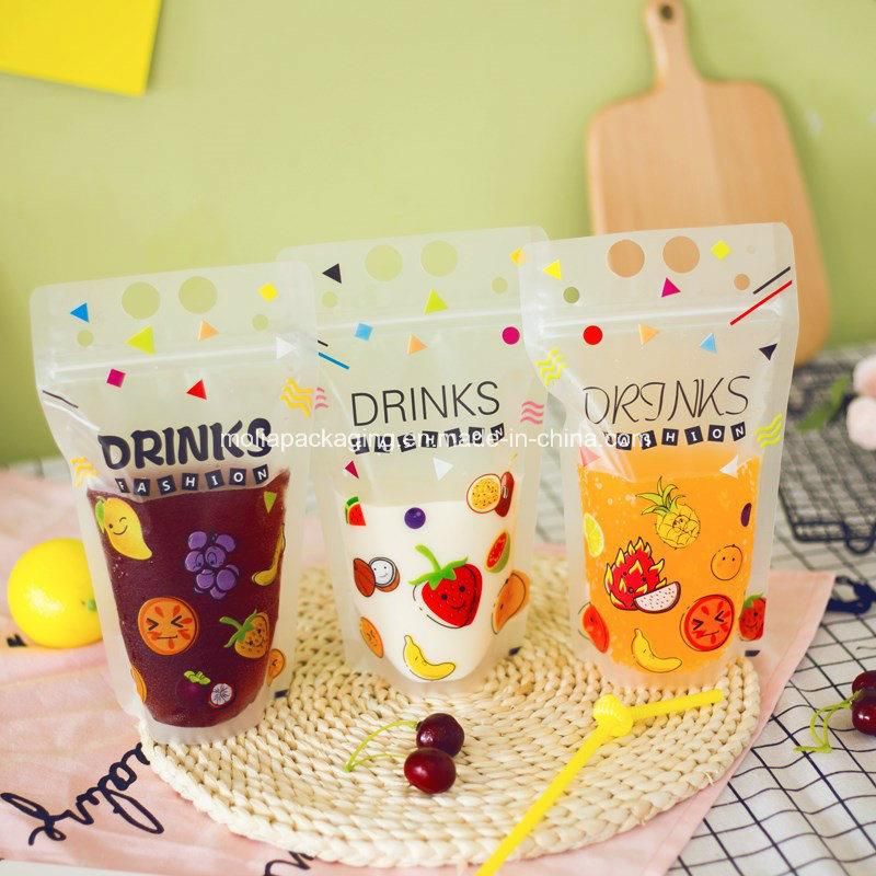 Drink Pouches Juice Bags Disposable Freezable Clear Stand up Liquid Smoothies Zipper Plastic Drink Pouch