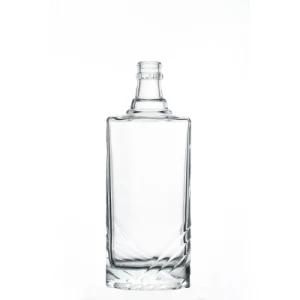 Wholesale High Quality Empty Flat Flint Liquor Glass Customize Wine Bottle