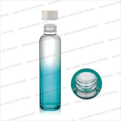 40ml 80ml 100ml 120ml Cosmetic Gradient Blue Color Round Glass Lotion Bottle