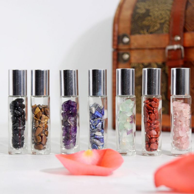 5ml 10ml 15 Ml Bamboo Essential Oil Roller Bottle Glass Roll on Bottle with Gemstone