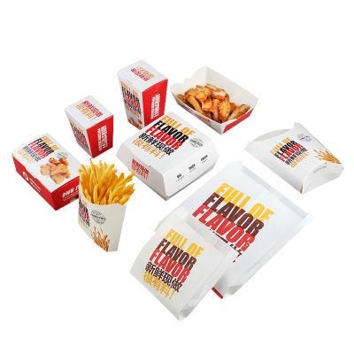 Factory Wholesale Color Printing Customs Burger Kraft Bag Fast Food Hamburger Fried French Fries Paper Food with Film Packaging