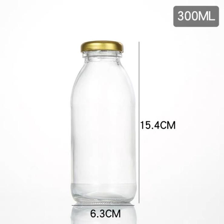 300ml 10oz Round Fresh Milk Tea Ice Cold Juice Beverage Glass Bottles with Twist off Lids