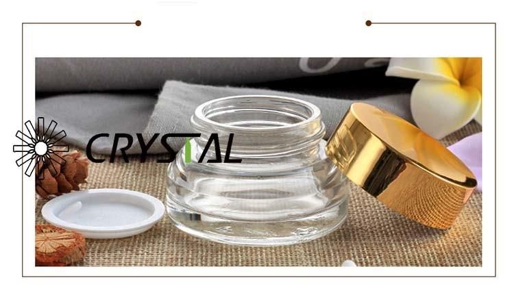 20g Glass Cream Jar for Cosmetic Container with Golden Lid