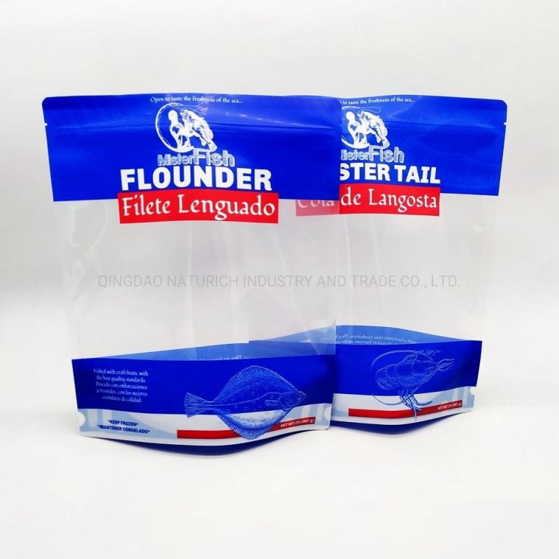 Frozen Shrimp and Seafood Packing Bag Customized Compostable Seafood Packaging Bag