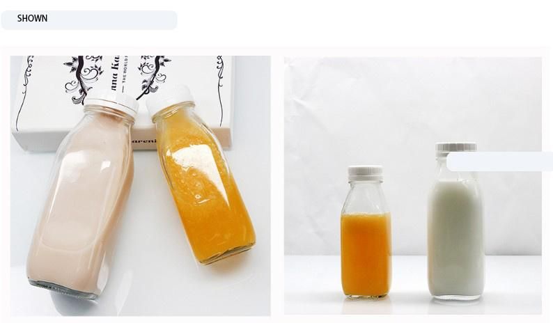 8 Oz 12 Oz 16 Oz 250ml 350ml 500ml Clear French Square Beverage Glass Bottle Cold Pressed Juice Bottles