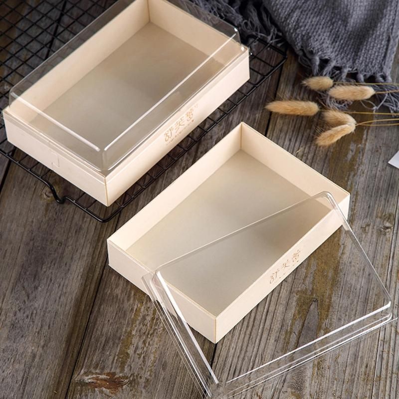 Wooden Degradable Takeout Togo Sushi Packaging Take Away Bento Lunch Cake Dessert Pastry Bakery Food Container Cheese Boards Box