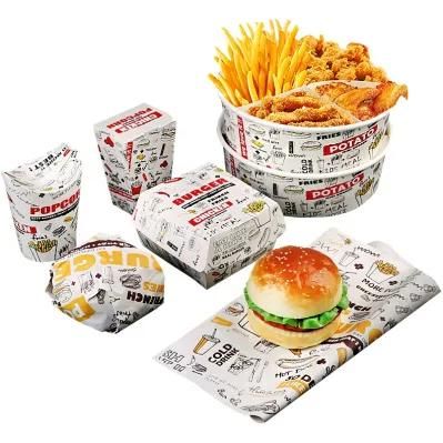 Custom Hamburger Packaging Tissue Paper Printing Wrapping Grease Proof Paper Sandwich Greaseproof Shawarma Food Grade Wax Paper