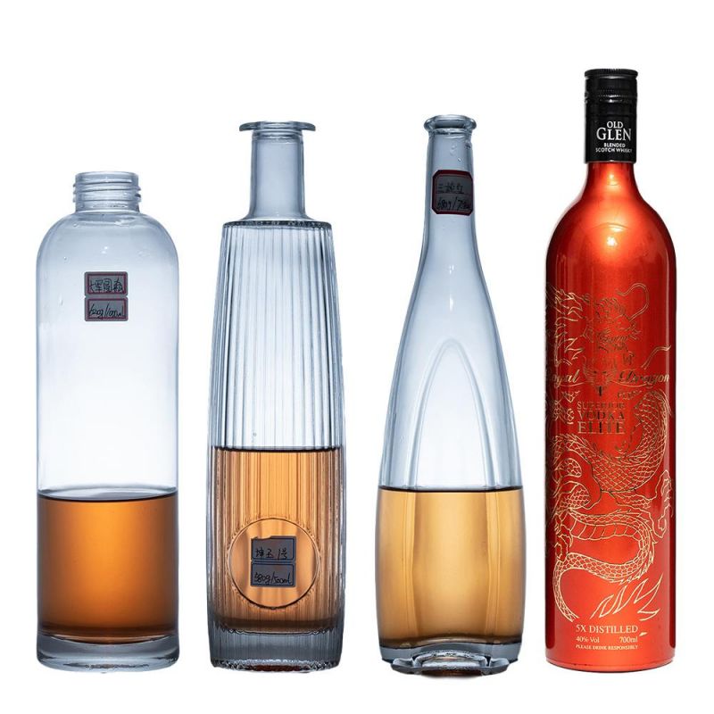 Wholesale Round Shape 700ml 750ml 1 Liter Vodka Glass Bottle