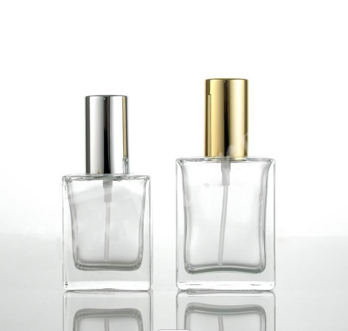 Empty Square Shape Glass Perfume Bottle Mist Sprayer Cosmetic Perfume Glass Bottle 30ml 50ml 100ml