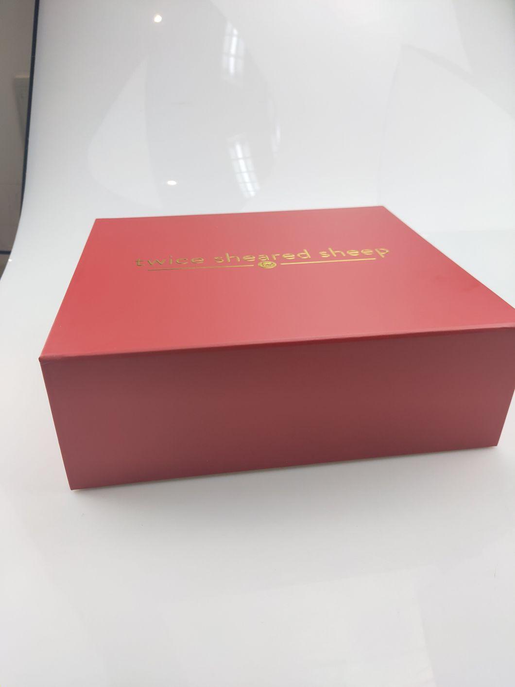 Red Folding Magnetic Logo Custom Packaging Closure Hardness Rigid Gift High Quality Box