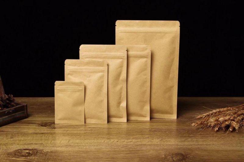 Stand up Kraft Paper Ziplock Bag with Clear Window