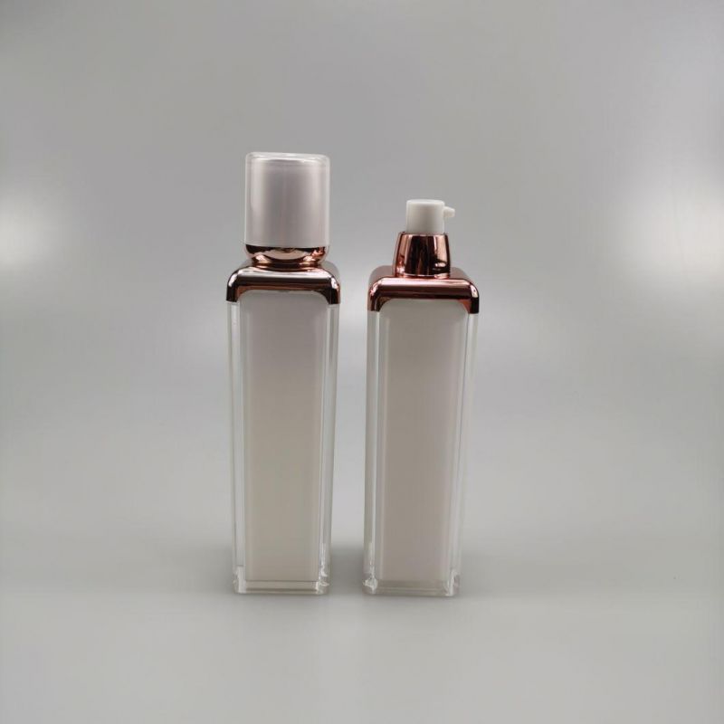 50ml Square Rose Gold Acrylic Emulsion Bottle Foundation Bottle Essence Bottle for Cream Serum