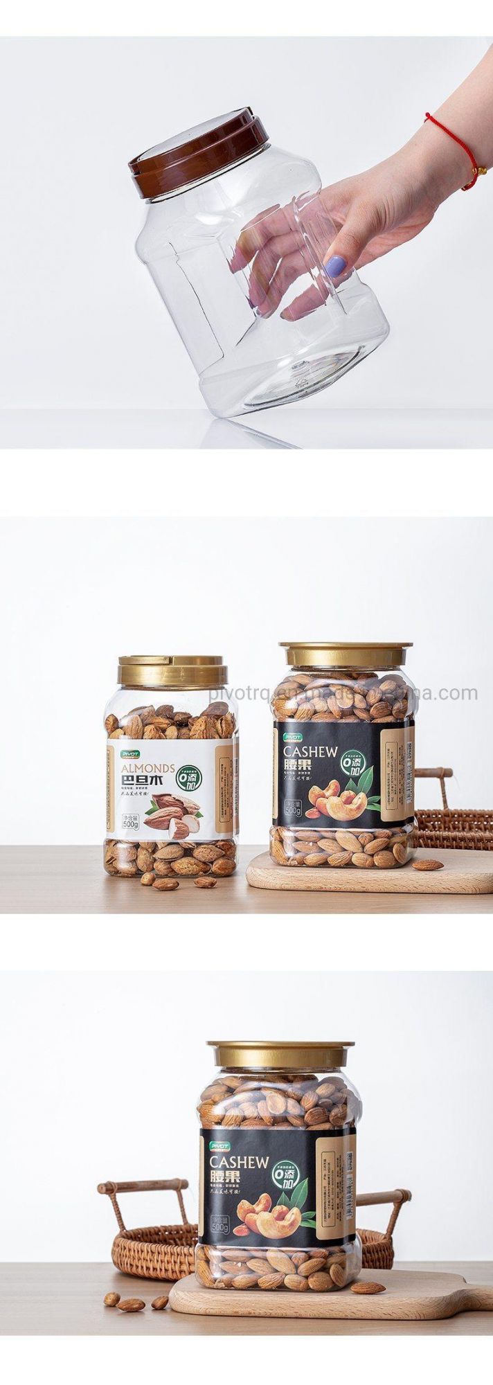 1380ml Large Pet Plastic Bottle Transparent Storage Jar Jasmine Tea Nuts Cookie Jar