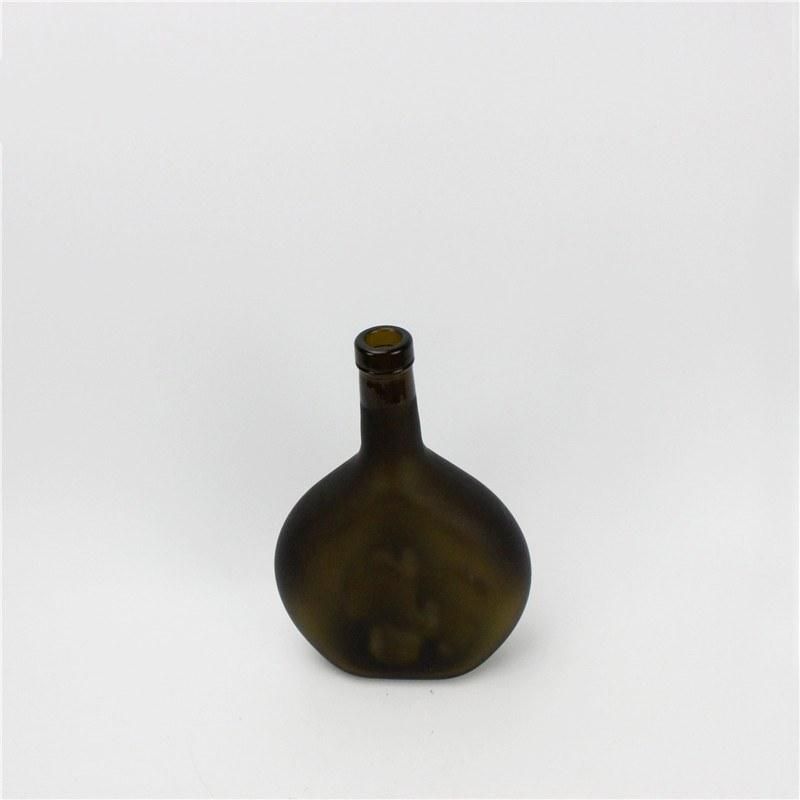 Custom Empty Unique Shape 700ml 750ml Black Spirits Brandy Liquor Glass Bottle