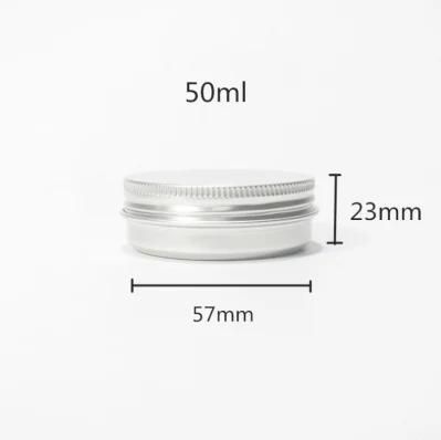 Silver Aluminum Cosmetic Container Jars with Aluminum Screw Lids