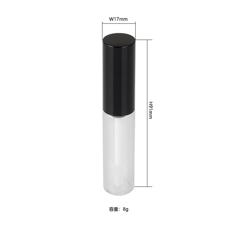 High Quality Empty 8ml Black Top Lip Gloss Packaging Green Custom Gold Lid Clear Lip Gloss Tube Black Lip Gloss Wand Tubes