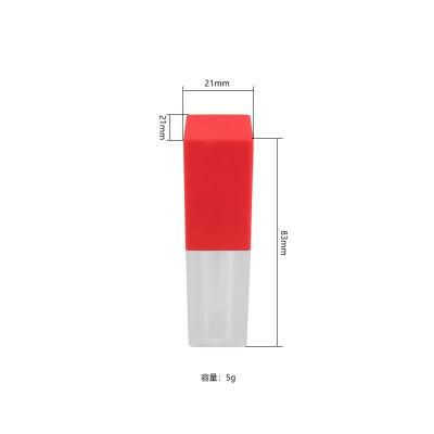 Hot-Sale Matte Red Transparent Lip Gloss Cosmetic Tubes Round Lip Gloss Packaging Private Label Lip Tint Containers