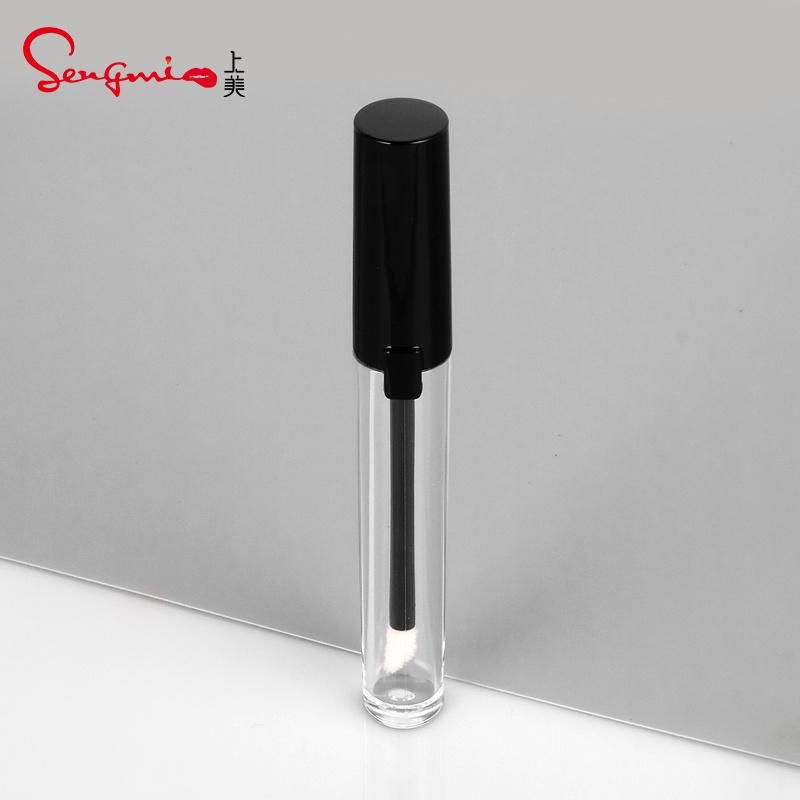 Popular Unique Black Transparent Lip Gloss Cosmetic Tubes Round Lip Gloss Packaging Private Label Lip Tint Containers