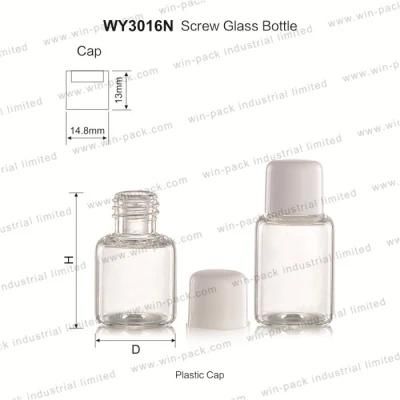 3ml 5ml 7ml 10ml Transparent Cosmetic Essential Oil Screw Glass Bottle with Plastic Cap