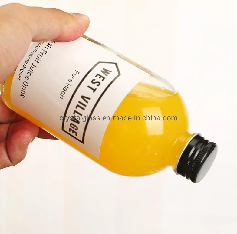 5oz 9oz Transparent Empty Glass Cold-Pressed Juice Beverage Bottle with Lid Customized Logo Printing