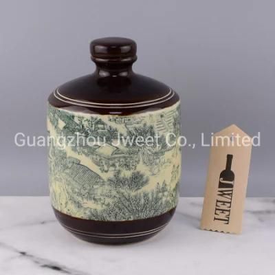 Factory Decal Printing Round Tequila Bottle Ceramic Liquor Tequila Bottle
