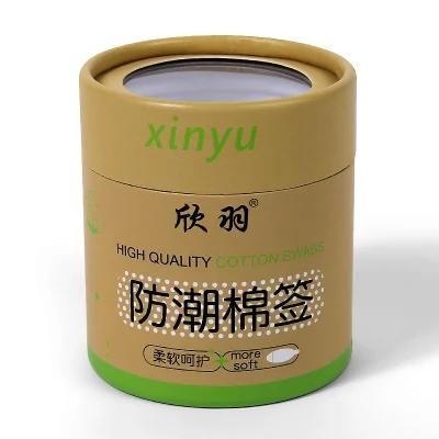 Custom Cotton Swab Round Cylinder Cardboard Box Packaging Paper Tube with PVC Windowon Side