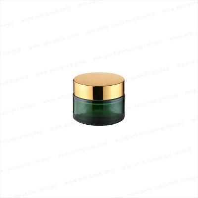 New Design Raw Green Material Original Color Glass Bottle 30g Glass Jar with Screw Alum Gold Cap