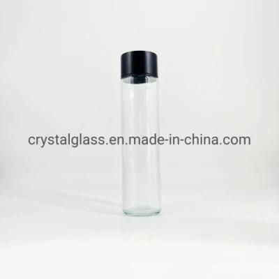 Empty Transparent 800ml 500ml 375ml High Flint Juice Drink Beverage Mineral Water Voss Glass Bottle with Plastic Lid